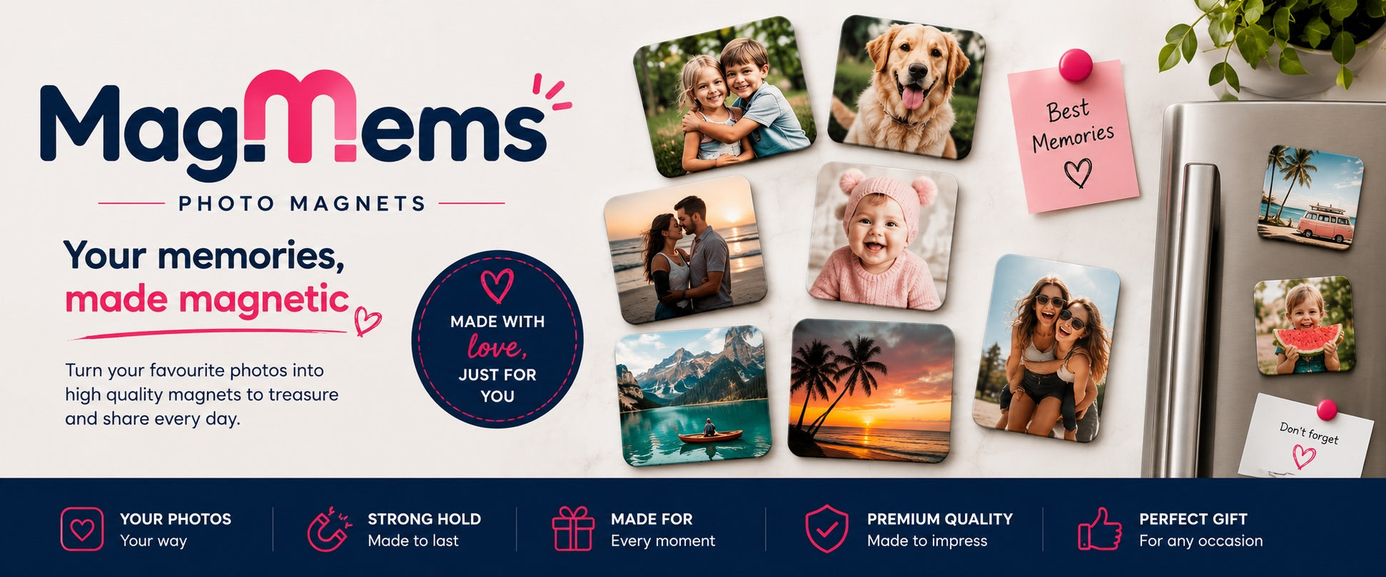 MagMems photo magnets displayed together as a collection